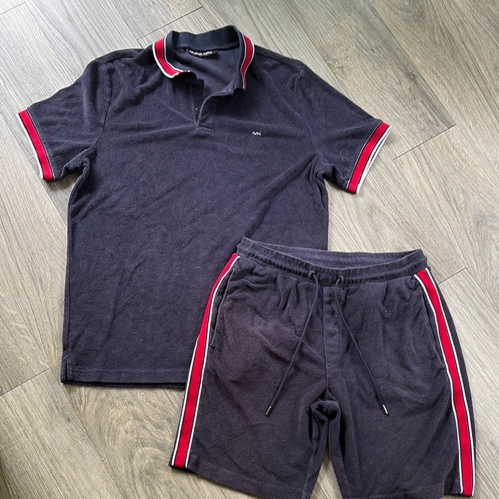 Michael Kors Navy and Red Terry Cloth Set
